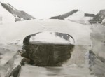 (water town 6) Misty Rain (series), 1987, Chinese ink, oil paint, rice paper on canvas, 76cm x 102cm (30” x 40”)